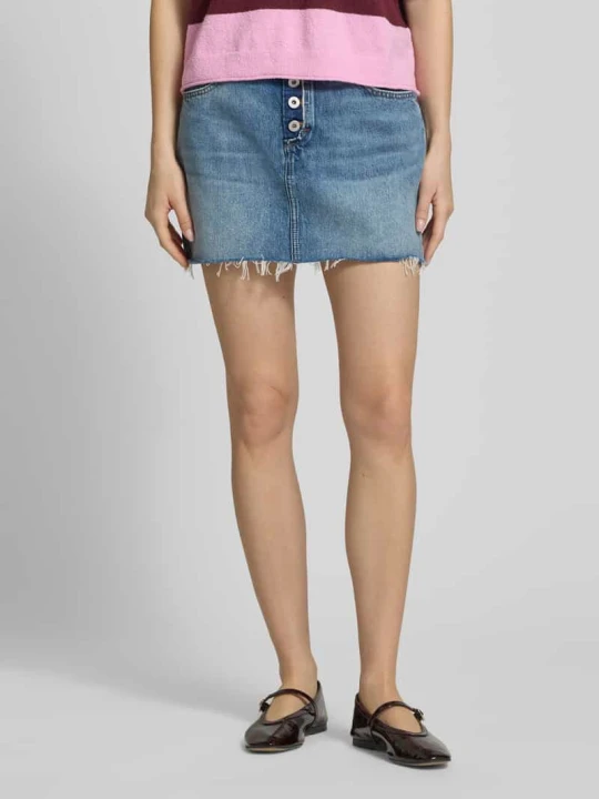 Zdjęcie produktu Jeansowa spódnica mini z czystej bawełny model 'GALANIE_1_B' Hugo Jeansowy niebieski