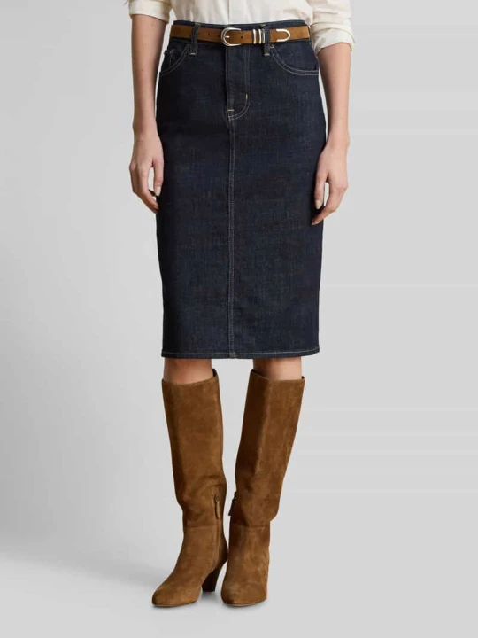Zdjęcie produktu Jeansowa spódnica o kroju tapered fit z mieszanki bawełny Lauren Ralph Lauren Jeansowy niebieski