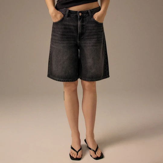 Zdjęcie produktu Jeansowe bermudy baggy fit czarne House