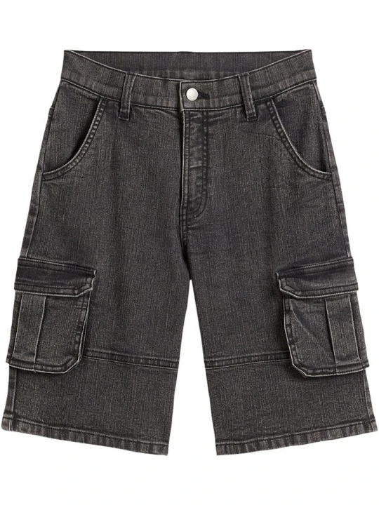 Zdjęcie produktu Jeansowe bermudy bojówki o kroju loose fit, z regulowanym pasem BonPrix czarny