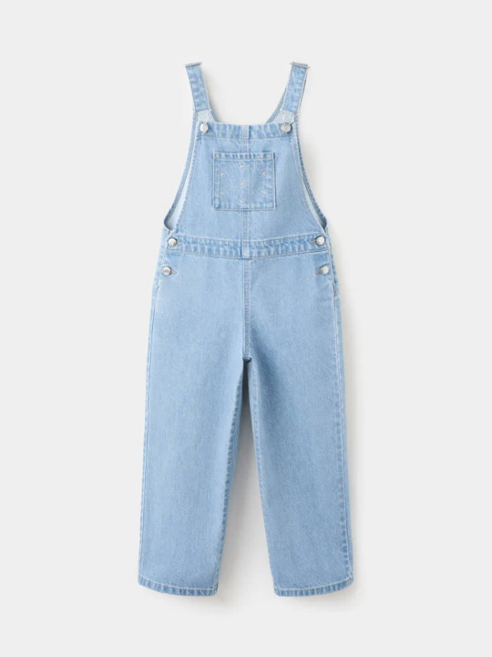 Zdjęcie produktu Jeansowe ogrodniczki z haftem średni niebieski - Dzieci - - MANGO KIDS