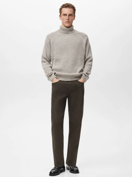 Zdjęcie produktu Jeansy 100% bawełna regular fit cropped czekoladowy - Mężczyzna - - MANGO MAN