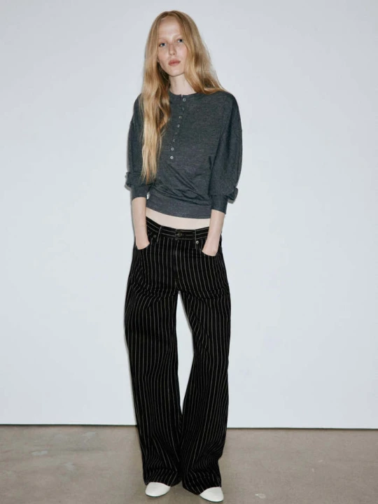 Zdjęcie produktu Jeansy balloon w paski black denim - Kobieta - MANGO