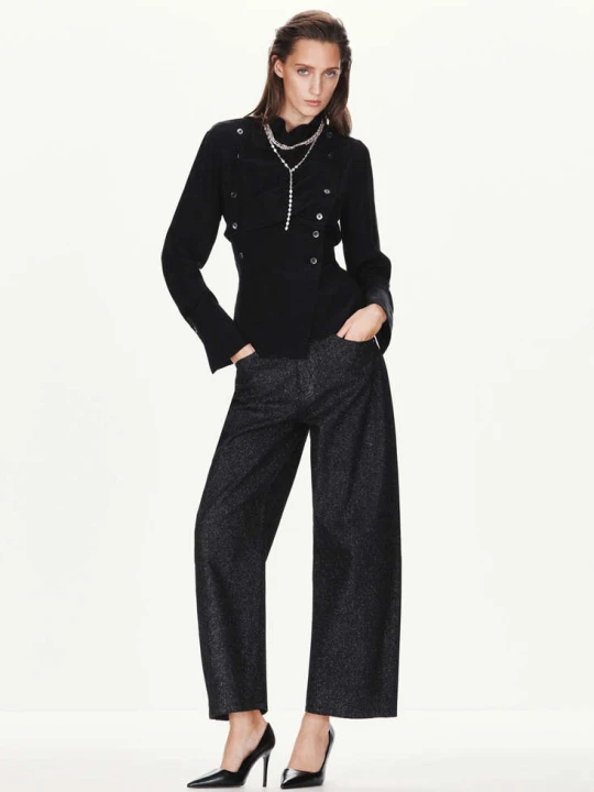 Zdjęcie produktu Jeansy balloon z połyskującym wykończeniem black denim - Kobieta - MANGO