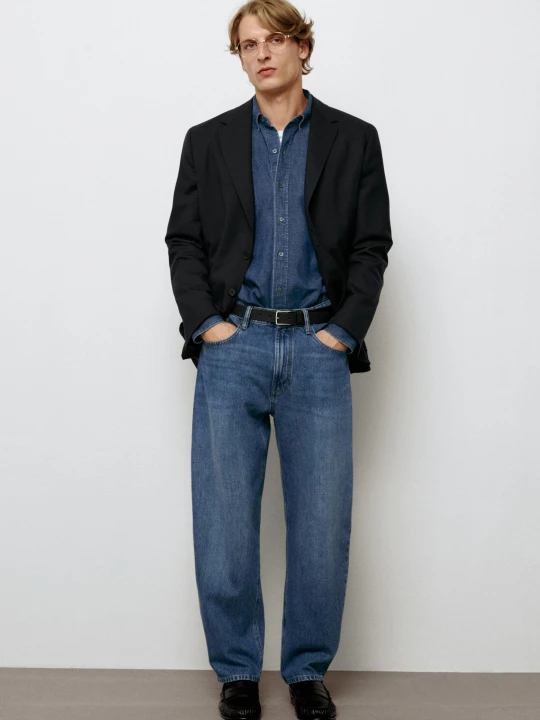 Zdjęcie produktu Jeansy Barrel Fit - Niebieski - Massimo Dutti - Male