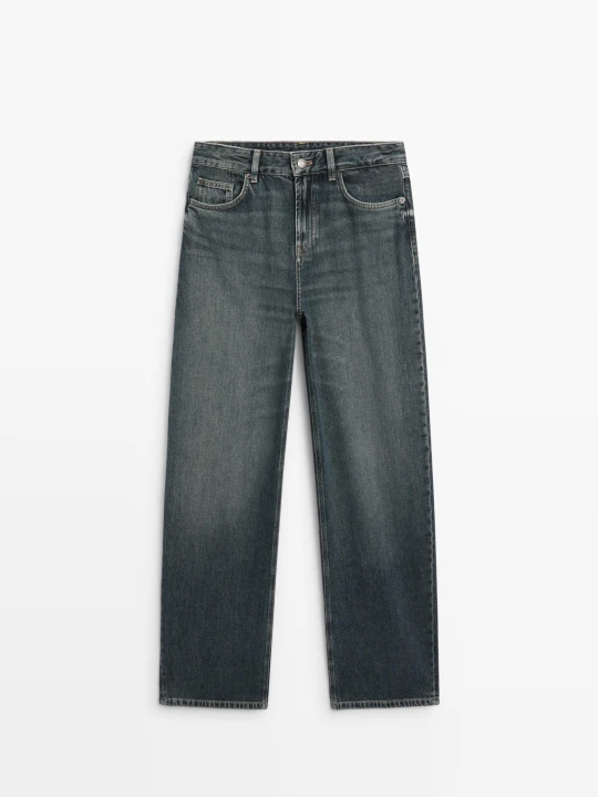 Zdjęcie produktu Jeansy Barrel Fit Relax Fit Z Wysokim Stanem - Ciemnoniebieski - Massimo Dutti - Female