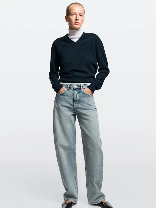 Zdjęcie produktu Jeansy Barrel Fit Ze Średnim Stanem - Jasnoniebieski - Massimo Dutti - Female