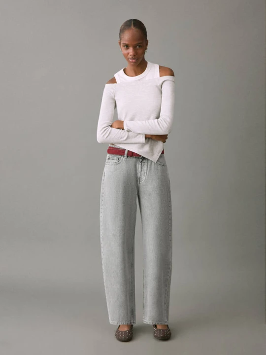 Zdjęcie produktu Jeansy barrel z niskim stanem jasnoszary denim - Teen - MANGO TEEN