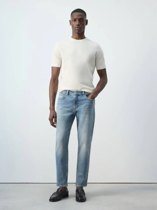 Zdjęcie produktu Jeansy Ben cropped tapered fit jasnoniebieski vintage - Mężczyzna - - MANGO MAN