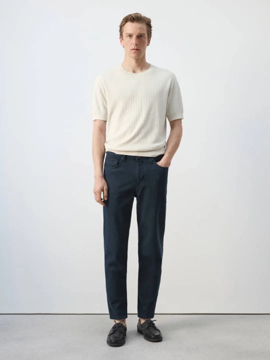 Zdjęcie produktu Jeansy Ben cropped tapered fit granatowy - Mężczyzna - MANGO MAN