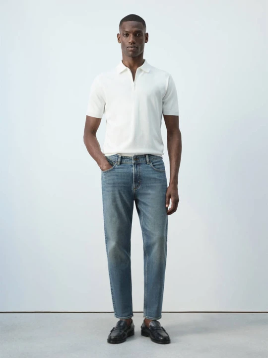 Zdjęcie produktu Jeansy Ben cropped tapered fit średni niebieski vintage - Mężczyzna - - MANGO MAN