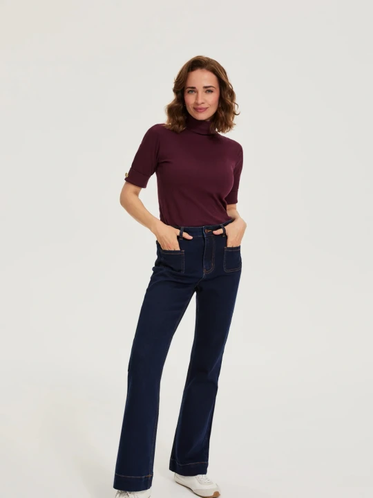 Zdjęcie produktu Jeansy bootcut granatowe Moodo