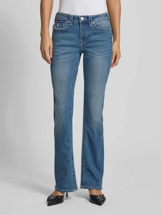 Zdjęcie produktu Jeansy bootcut o średnim stanie z efektem znoszenia model 'BECCA' True Religion Jeansowy niebieski