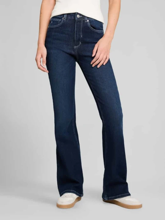 Zdjęcie produktu Jeansy bootcut z mieszanka bawełny w 5 kieszeni Tom Tailor Ciemnoniebieski