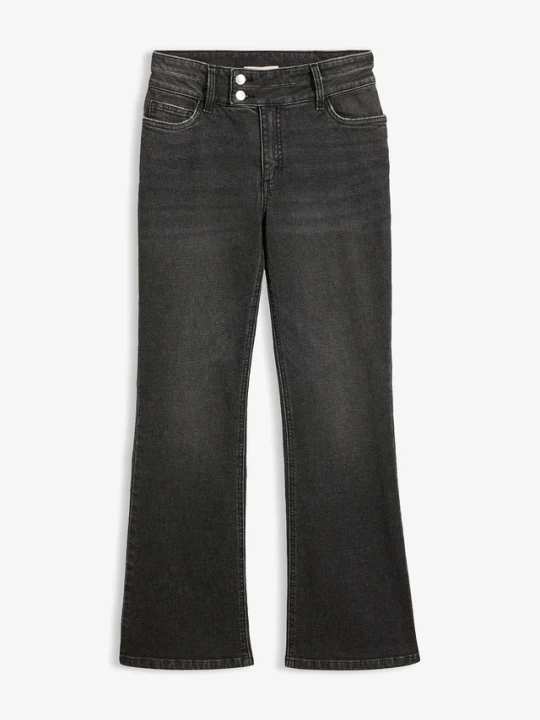 Zdjęcie produktu Jeansy bootcut z wysokim stanem BonPrix czarny
