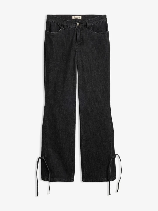 Zdjęcie produktu Jeansy bootcut z wysokim stanem BonPrix czarny