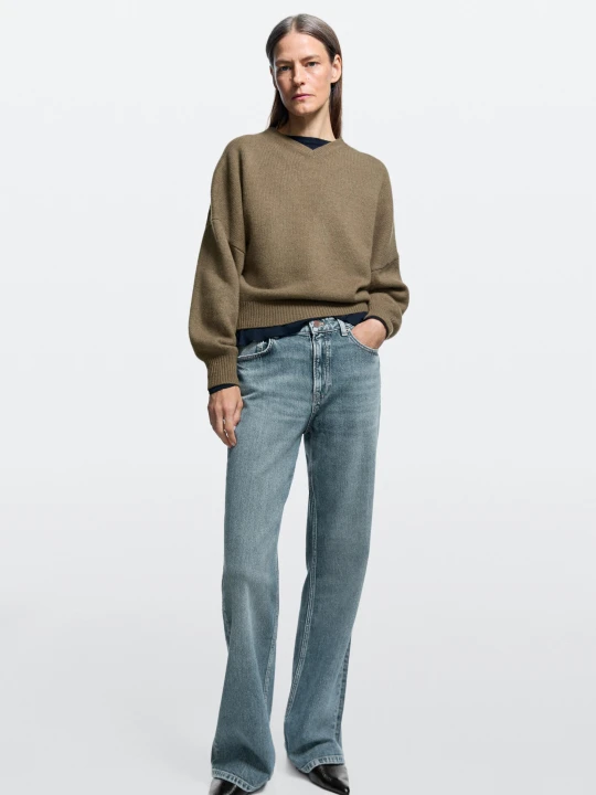 Zdjęcie produktu Jeansy Bootcut Z Wysokim Stanem - Średni Niebieski - Massimo Dutti - Female