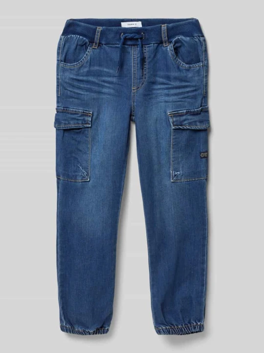 Zdjęcie produktu Jeansy cargo o kroju baggy fit z elastycznymi wykończeniami model ‘BEN’ NAME IT Ciemnoniebieski