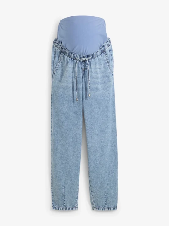 Zdjęcie produktu Jeansy ciążowe z lekkiego denimu, o długości do kostki, boyfriend fit BonPrix niebieski