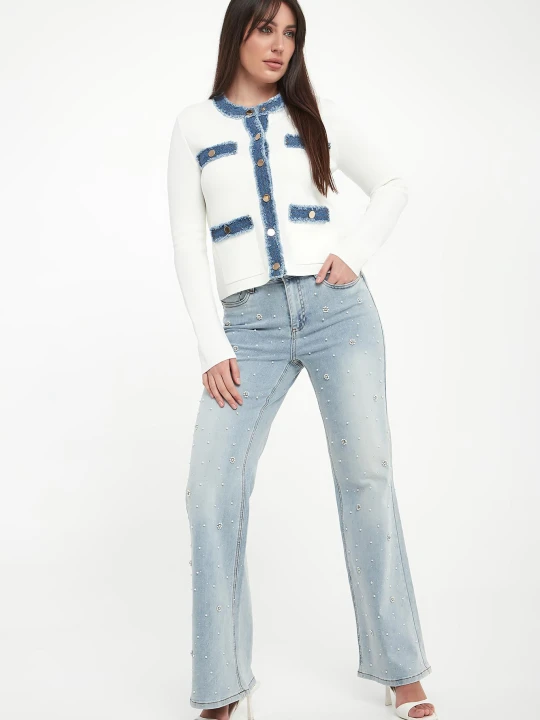 Zdjęcie produktu Jeansy damskie z perełkami JOSEPH RIBKOFF