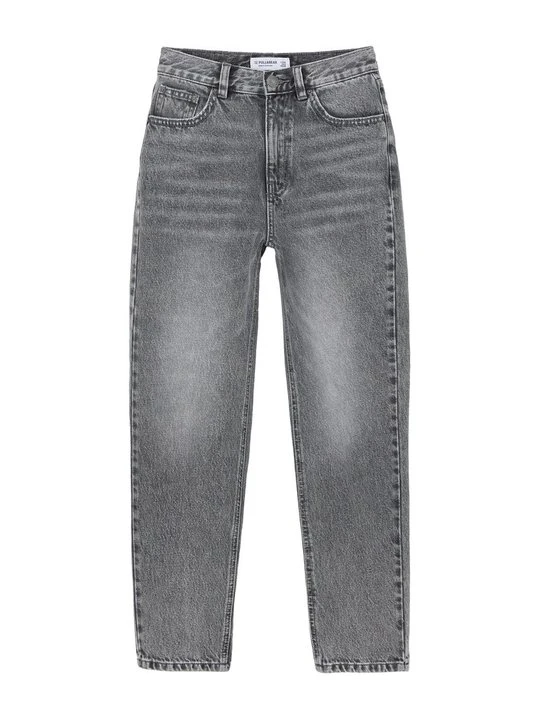 Zdjęcie produktu Jeansy damskie mom fit PULL&BEAR szary