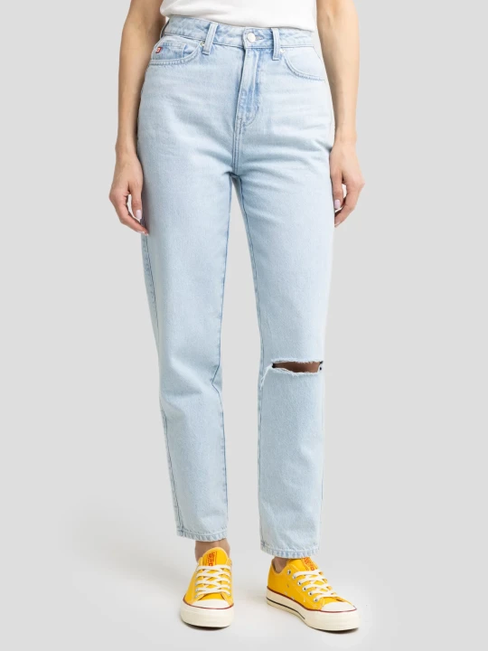 Zdjęcie produktu jeansy damskie mom jeans z rozcięciem jasnoniebieskie silla 122 Big Star
