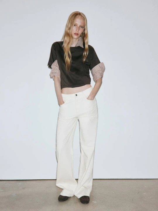 Zdjęcie produktu Jeansy Danila wide leg z wysokim stanem kremowy / écru - Kobieta - MANGO beżowy