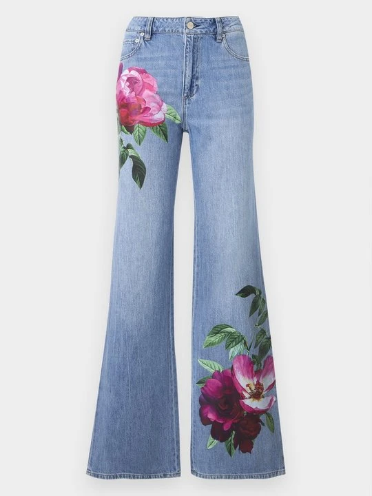 Zdjęcie produktu Jeansy Dzwony Alice + Olivia jasnoniebieski denim