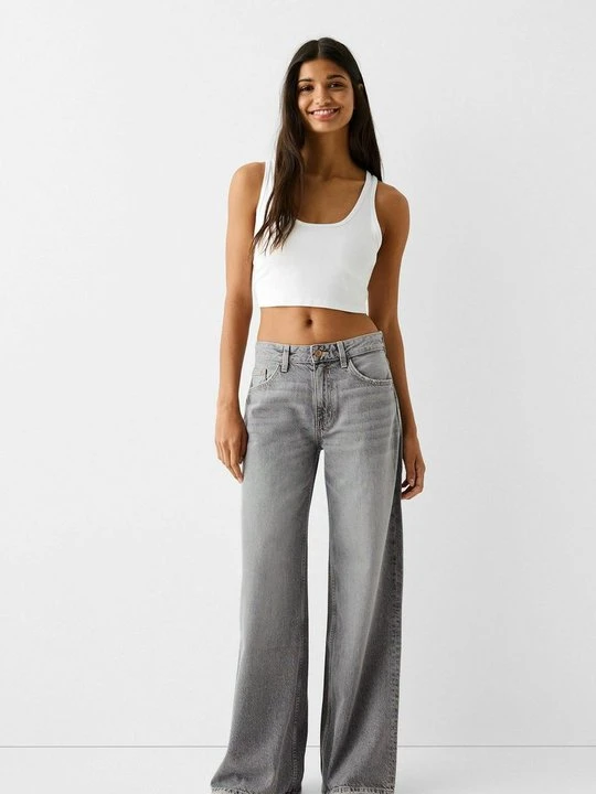 Zdjęcie produktu Jeansy Dzwony Bershka jasnoszary