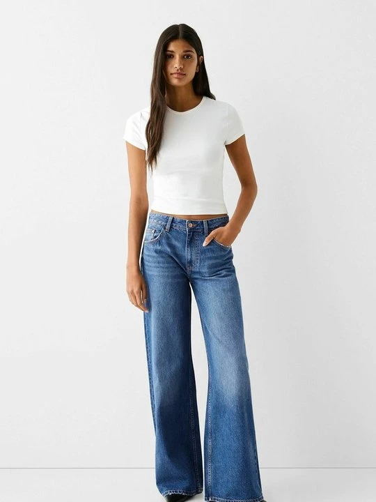 Zdjęcie produktu Jeansy Dzwony Bershka granatowy