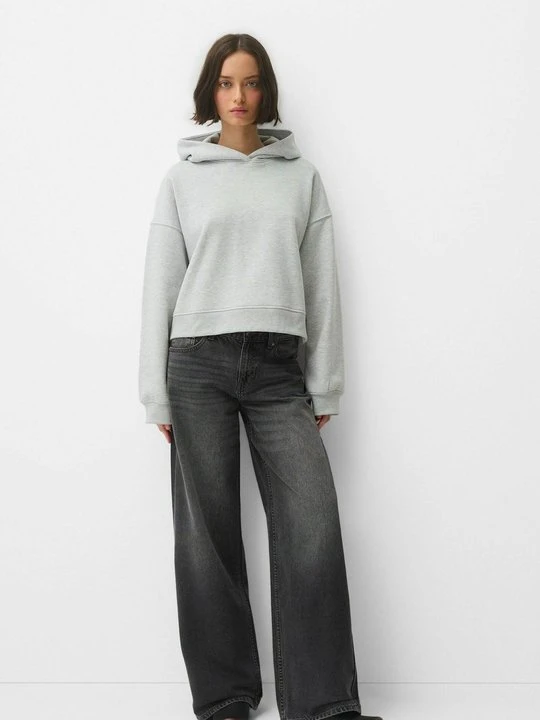 Zdjęcie produktu Jeansy Dzwony Bershka ciemnoszary melanż