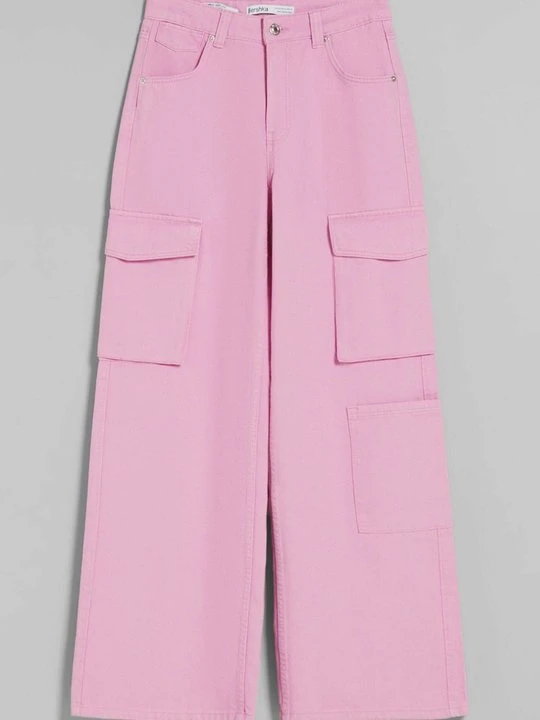Zdjęcie produktu Jeansy Dzwony Bershka różowy