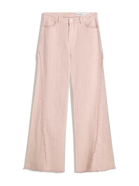 Zdjęcie produktu Jeansy Dzwony Bershka jasnoróżowy