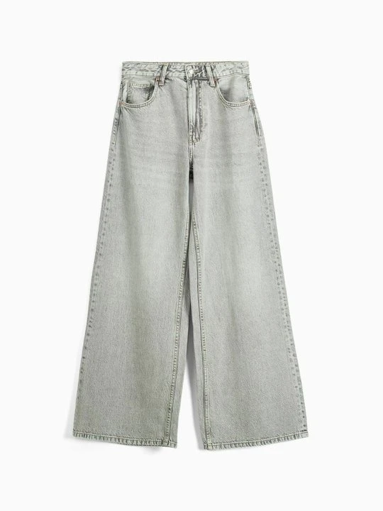 Zdjęcie produktu Jeansy Dzwony Bershka jasnoszary melanż