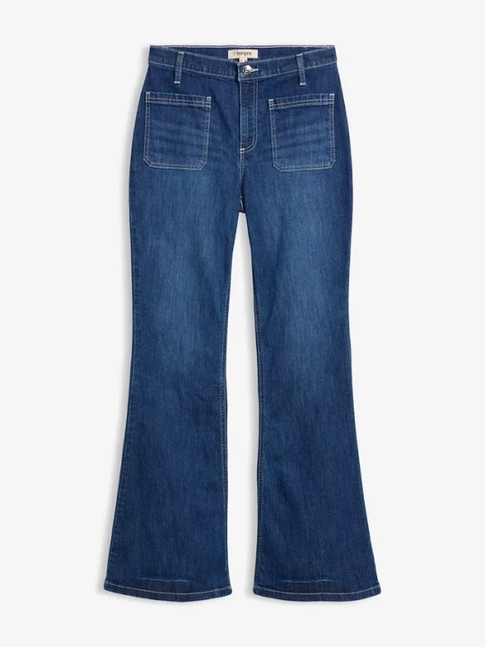 Zdjęcie produktu Jeansy dzwony, high waist, ze stretchem BonPrix niebieski