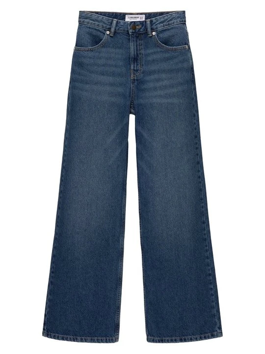 Zdjęcie produktu Jeansy Dzwony PULL&BEAR ciemnoniebieski