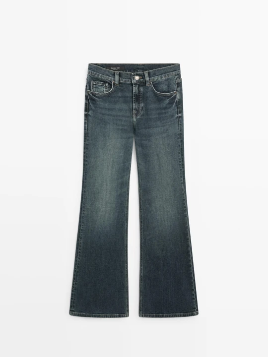 Zdjęcie produktu Jeansy Dzwony Skinny Fit Z Wysokim Stanem - Ciemnoniebieski - Massimo Dutti - Female
