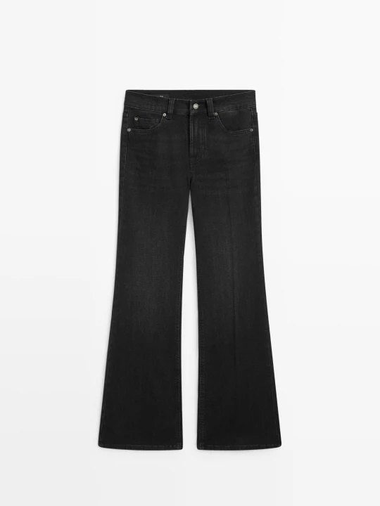 Zdjęcie produktu Jeansy Dzwony Skinny Fit Z Wysokim Stanem - Czarny - Massimo Dutti - Female