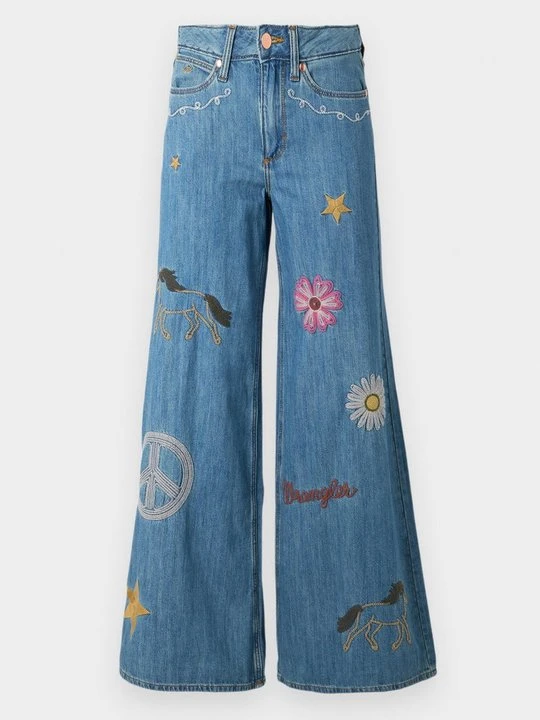 Zdjęcie produktu Jeansy Dzwony Wrangler niebieski denim