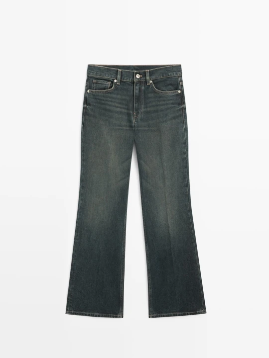 Zdjęcie produktu Jeansy Dzwony Ze Średnim Stanem - Ciemnoniebieski - Massimo Dutti - Female