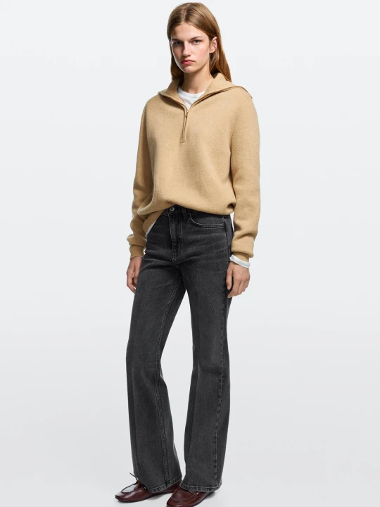 Zdjęcie produktu Jeansy Dzwony Ze Średnim Stanem - Czarny - Massimo Dutti - Female