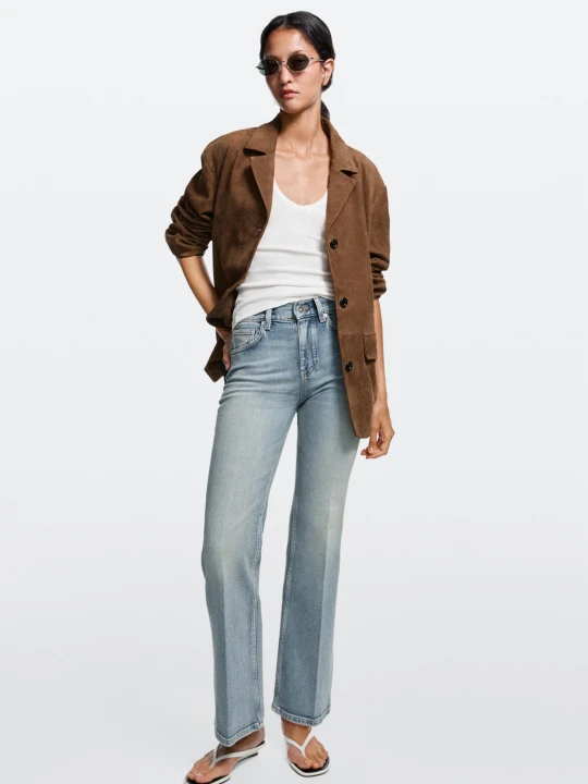 Zdjęcie produktu Jeansy Dzwony Ze Średnim Stanem - Jasnoniebieski - Massimo Dutti - Female