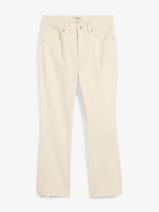 Zdjęcie produktu Jeansy flared, high waist, cropped BonPrix beżowy