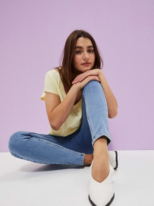 Zdjęcie produktu Jeansy high waist skinny niebieskie Moodo