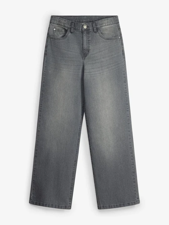 Zdjęcie produktu Jeansy loose fit, regulowany pas, straight BonPrix szary