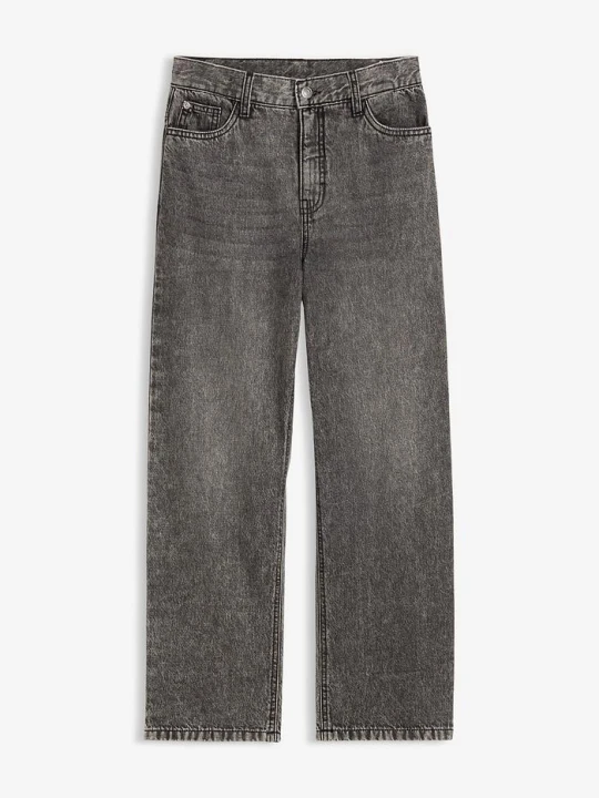 Zdjęcie produktu Jeansy loose fit z regulowaną talią, straight BonPrix czarny