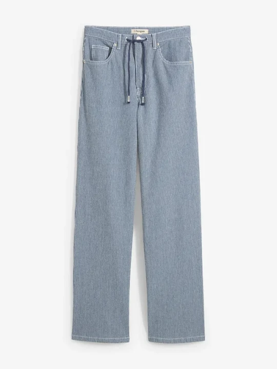 Zdjęcie produktu Jeansy loose, straight, high waist, w paski BonPrix niebieski