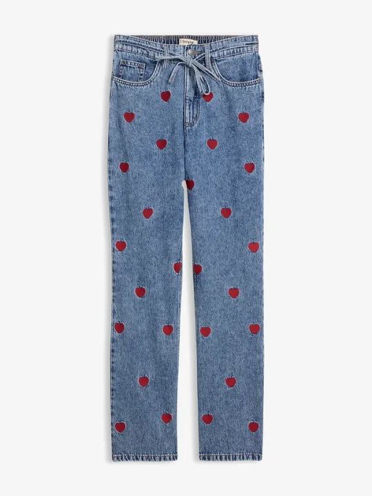 Zdjęcie produktu Jeansy loose, straight, high waist, z bawełny BonPrix niebieski