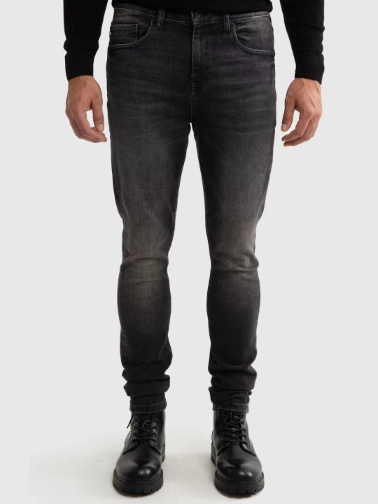 Zdjęcie produktu jeansy męskie z wysokim stanem z przetarciami czarne deric high waist 913 Big Star