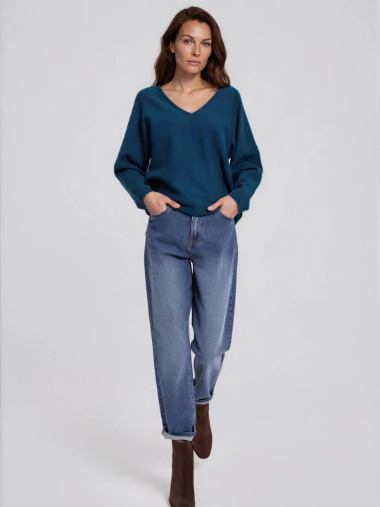 Zdjęcie produktu Jeansy mom fit granatowe Moodo